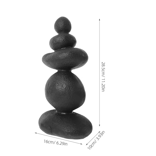 Stacked Stone Sculpture - Mini Zen Rocks for Garden Patio Japanese Themed Decor - Resin 5-Stone Meditation Rock Cairn Ornament
