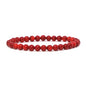 Justinstones Gem Semi Precious Gemstone 6mm Round Beads Stretch Bracelet 6.5 Inch - color: Dyed Red Coral