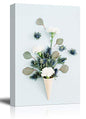 wall26 - Canvas Wall Art - Dried Flowers and Leaves in The Ice-Cream Cone on White Background - Giclee Print Gallery Wrap Modern Home Art Ready to Hang - 12x18 inches - color: Artwork - 04, size: 18"L x 12"W