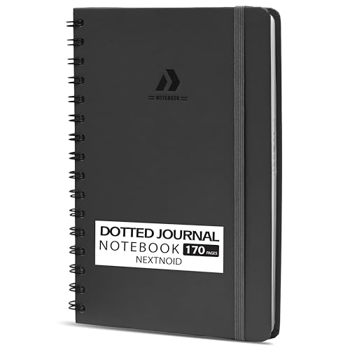 Hardcover Dotted Spiral Journal Notebook For Women & Men - 170 Pages, Spiral Dotted Notebook for Work & Note Taking, Journal for Writing, Drawing - A5 Grey - color: a-Grey, style: b - Dotted