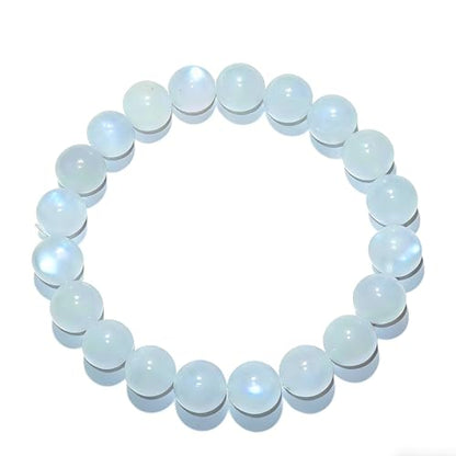 Natural Handmade Healing Chakra Bracelet - color: 12mm-Blue Moonstone-FOR 8-8.7 INCH WRIST