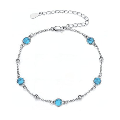 Anklet Bracelet for Women 925 Sterling Silver Natural Stone Chain Bead Ankle Bracelet Beach Summer Fine Jewelry Mothers Day Birthday Gifts for Women Mom Wife