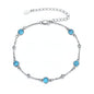 Anklet Bracelet for Women 925 Sterling Silver Natural Stone Chain Bead Ankle Bracelet Beach Summer Fine Jewelry Mothers Day Birthday Gifts for Women Mom Wife