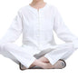 Meditation Clothing Meditation Clothes Suit,Chinese Round Neck Cloths Meditation Cloths Buddha Unisex - color: White, size: Small