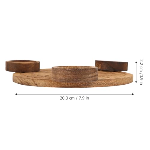 Angoily Pentacle Wooden Candle Holder Divination Altar Candlestick Plate for Tarot Rituals Religious Supplies Home Décor