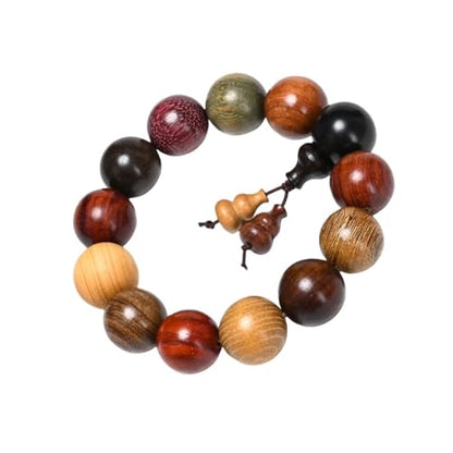 Handcrafted Wooden Bead Bracelet Mixed Natural Wood Colors Prayer Bracelet for Men or Women,1pc/pack - style: Dia.18mmX13pcs