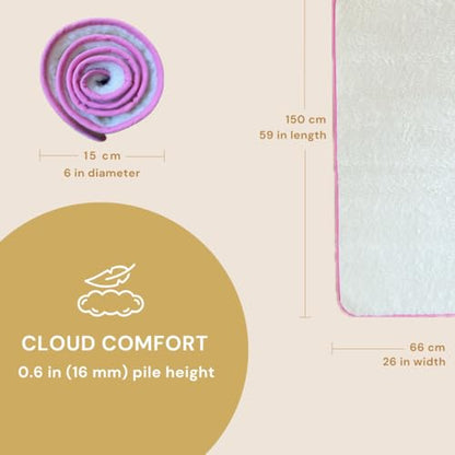 Le Mat Natural Eco Friendly Protective Merino Sheep Wool Soft Meditation Yoga Therapy Exercise Mat - color: Pink, size: Compact