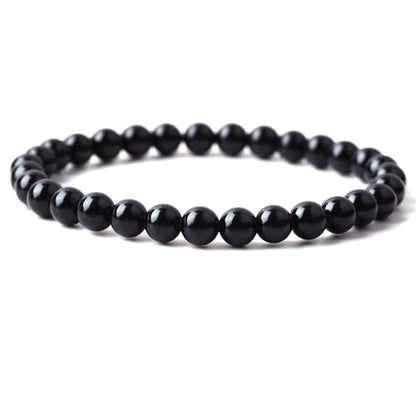 Handmade Stretch Elastic Bracelet Natural Stone Crystal Healing Power Energy Gifts for Reiki Nature's Beauty and Spiritual Essence Unisex 6mm - color: Black Obsidian