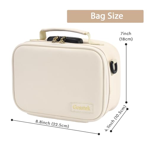 PU Leather Travel Bag with Combination Lock, Premium Organizers Box case, Durable Food Container Box for Home and Travel, Beige, Medium.