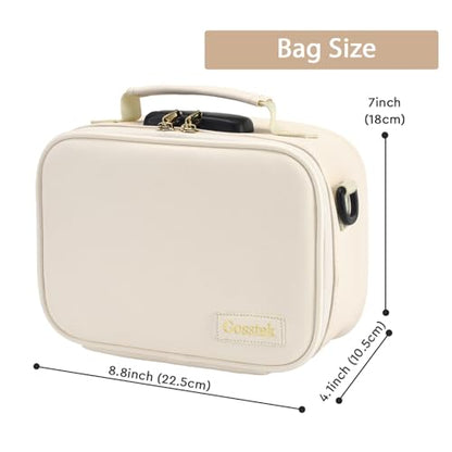 PU Leather Travel Bag with Combination Lock, Premium Organizers Box case, Durable Food Container Box for Home and Travel, Beige, Medium.
