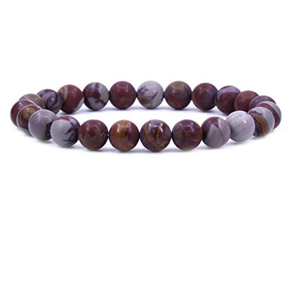 Amandastone Natural Gemstone 8mm Round Beads Stretch Bracelet 7 Inch - color: Matt Noreena Jasper