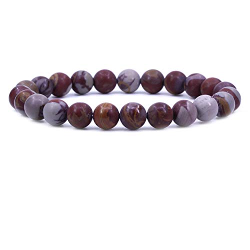 Amandastone Natural Gemstone 8mm Round Beads Stretch Bracelet 7 Inch - color: Matt Noreena Jasper