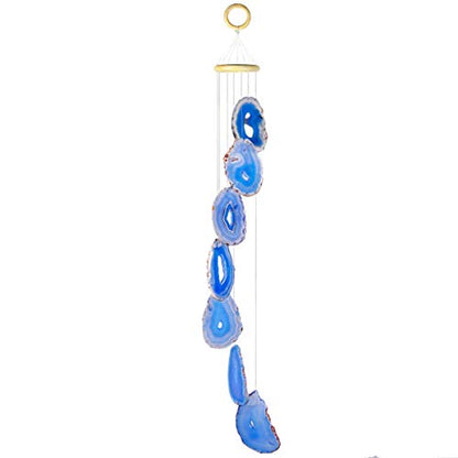 rockcloud Agate Slices Geode Wind Chime Home Garden Decoration Figurine, 28-33 inches - color: Dark Blue