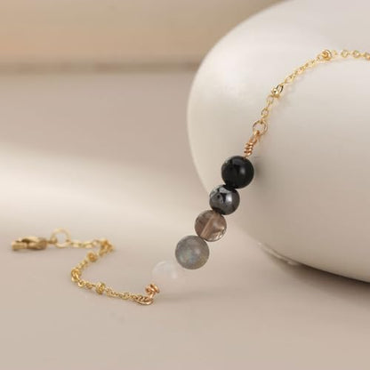 Triple Threat Protection Bracelet for Women,Evil Eye Natural Healing Crystal Beaded Bracelet for Protection - style: Empath Protection (Style 19)