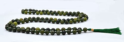 Amazing Gemstone Japa Mala 108 Prayer Beads Necklace and Wrist Mala Bracelet for Meditation - color: Green Jade, size: Hand Knotted