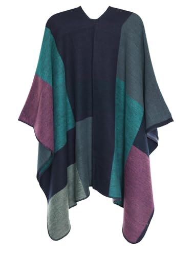MissShorthair Women's Printed Shawl Wrap Fashionable Open Front Poncho Cape, Gift for Women - color: A-navy Black