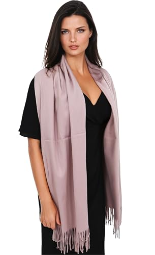 Ocomfly 100% Pashmina Scarf for Women - Premium Womens Scarves - Gift Boxed - Shawls or Wraps - Ultra Soft and Warm - color: Dusty Rose