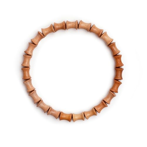 White Sandalwood Bracelet - Authentic India Mysore Sandalwood Beads Handcrafted, Soothing Aromatic Wood Bracelet for Buddhist, Meditation, Prayer, and Daily Wear, Gift for Men and Women - size: 6-8 MM