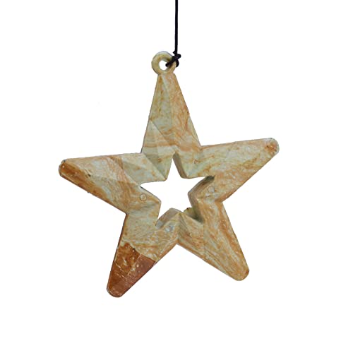 Star Wind Chimes for Outside with 5 Brzone Chime Bells, Rustic Wind Chime Hanging Decor for Garden Patio Yard