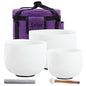 Leize Crystal Singing Bowl Tuned Quartz with Suede Striker Carry Case Bag, Set of 3 PCS 432HZ 6" A 8" F 10" C, Frosted White - color: white set, size: Set of 3, 6"A Note + 8"F Note + 10"C Note, 432 hz