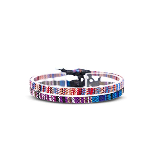 Made by Nami 2 Pcs Boho Surfer Bracelets for Women and Men Waterproof and Adjustable Braided Bracelets Set of 2 for Ethnic Hippie Style - color: Purple & Multi