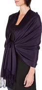 Sakkas Large Soft Silky Pashmina Shawl Wrap Scarf in Solid Colors - color: Plum