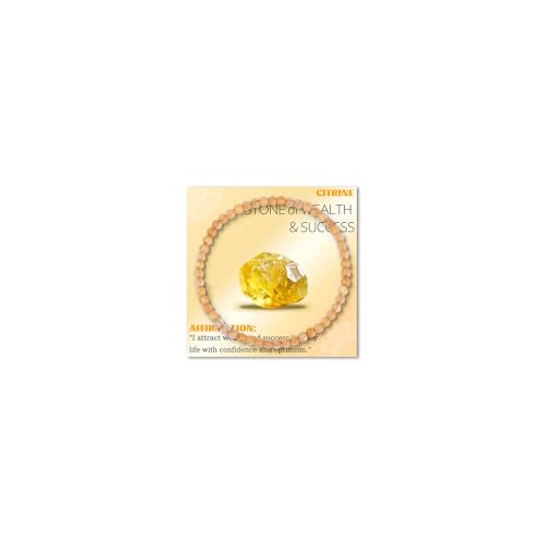 Crystal Beaded Bracelets for Women 4mm Clear Quartz Bead Handmade Gemstone Stretch Elastic Bracelet Natural Stone Crystal Healing Reiki Spiritual Jewelry Gifts - color: Citrine, size: 4mm