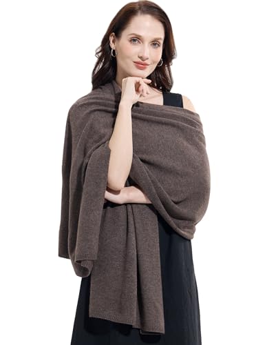 Soft Cashmere Blend Wrap Chic Scarf Stole for Women Wayfarer Travel Extra Large 87"x28" - color: Mottled Deep Brown