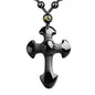 Black Obsidian Necklace Protection Pendant with Extended Bead Chain Healing Crystal Stone Amulet Necklace for Men Women - color: CrossA