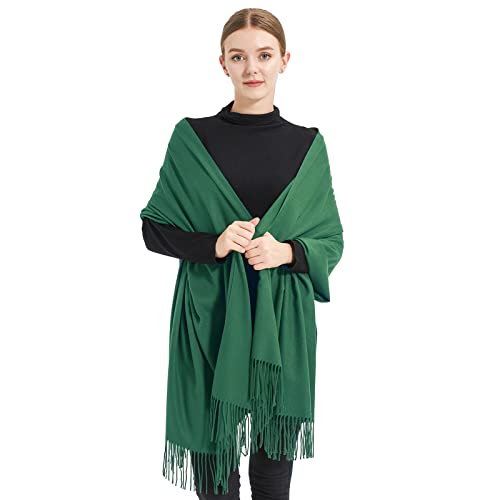 Ciormis Pashmina Scarf for Women, Soft Pashminas Shawls and Wraps for Evening Dresses, Wedding Bride Bridesmaid Shawls Scarf - color: W# Atrovirens