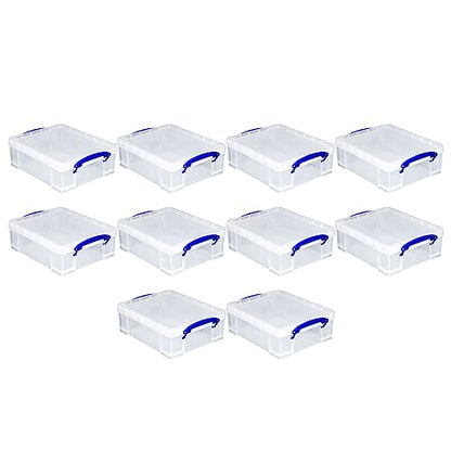 Really Useful Box Stackable 8.1L Plastic Storage Container Bin with Snap Lid & Built-in Clip Lock Handles for Home & Office Organization (10 Pack) - size: 10 Pack