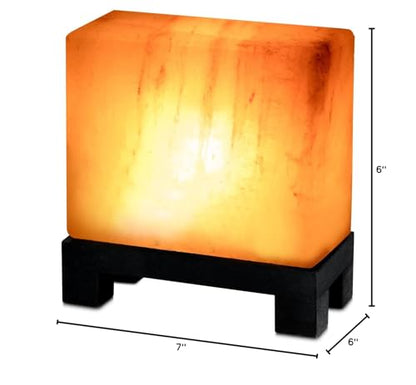 UMAID Himalayan Salt Lamp Rectangle, Natural Pink Rock Salt Lamp on Modern Wood Base with Night Light Bulb and Dimmable Cord, Spa Decor, Salt Massage Stones Ambiance, Meditation Accessories Decor Gift - style: Modern Rectangle