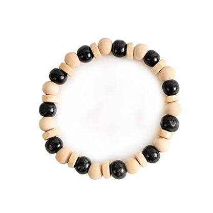 Black White Wood Bracelet for Women Men Tibetan Buddhist Meditation Mala Prayer Bracelet