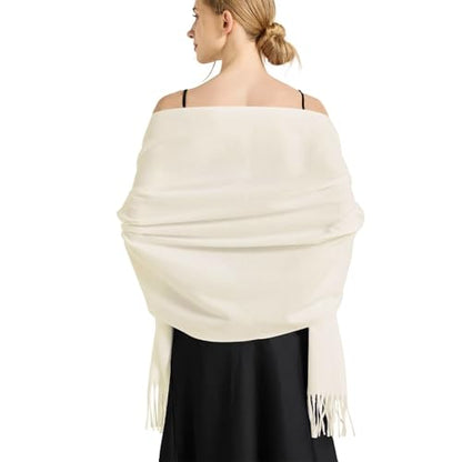 Ciormis Pashmina Scarf for Women, Soft Pashminas Shawls and Wraps for Evening Dresses, Wedding Bride Bridesmaid Shawls Scarf - color: C# Cream