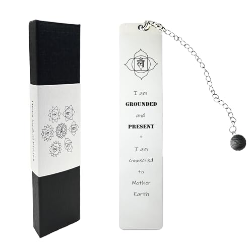 Chakra Mindfulness Bookmark with a Crystal Obsidian Pendant Live in Present. The Self Care Gift for Women, Yogis, Best Friends,Healers，Lovers - color: In Present