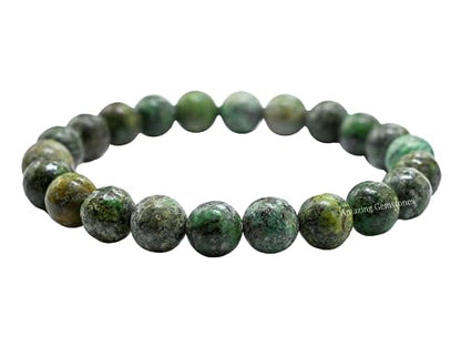 Amazing Gemstone Crystal Bracelet for Women Men's Gifts - Protection Healing Crystal Bracelet - 8mm Gemstone Beaded Stretchable Bracelet Pulseras Para Hombres Mujer Stocking Stuffers Mothers Day Gift (African Turquoise) - color: African Turquoise