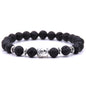 Handmade Buddha Charm Bracelet – Healing Stone Beads Bracelet with Buddha Charm, Mala Beads Yoga Beads – Stretch Bead Bracelet for Men and Women - style: Lava