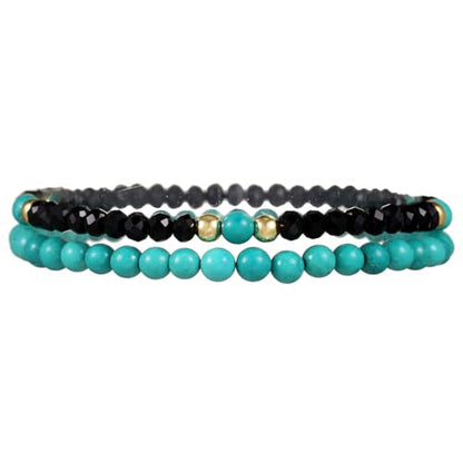 Puka Shell Bracelet for Men Wooden Bracelets Turquoise Stack Beaded Minimalist Trendy Jewelry for Friend Gift - style: 2pcs-Turquoise