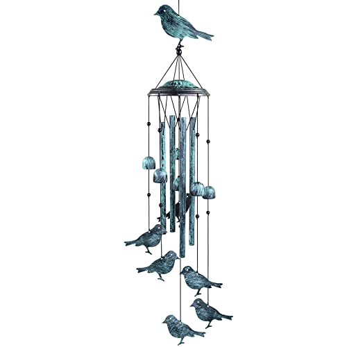 Bird Wind Chimes for Outside, Outdoors Wind Chimes with 4 Large Aluminum Tubes & S Hook - Outdoor Clearance Hanging Decor for Garden, Patio, Backyard or Porch