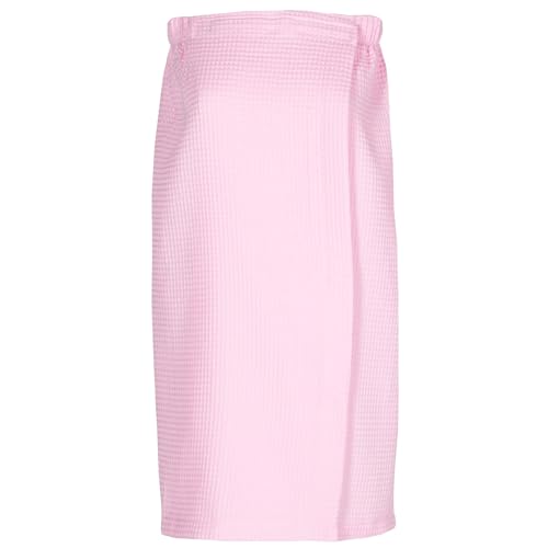 Women's Waffle Weave Spa Wrap - Lightweight, Breathable, One-Size-Fits-Most (29" Long) - color: Light Pink