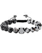 Beaded Bracelet for Men, 10mm Natural Stones Bracelet for Men's Gift, Adjustable Precision-Cut Gemstone Crystal Healing Bracelet, Protection Jewelry Gift with Hematite, Tiger Eye - style: Black Labradorite & Hematite