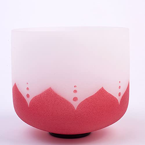 Leize Lotus Design Quartz Crystal Singing Bowl C Note Root Chakra White 8" with Heavy Duty Carrying Case Suede Striker - color: lotus design, size: 8" C Note