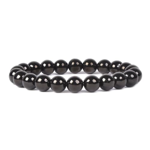 Justinstones Gemstone Crystals Chakra Beads Bracelet Crystal Healing 10mm Round Stretchable Bracelet for Her Gift - color: Black Jet Lignite