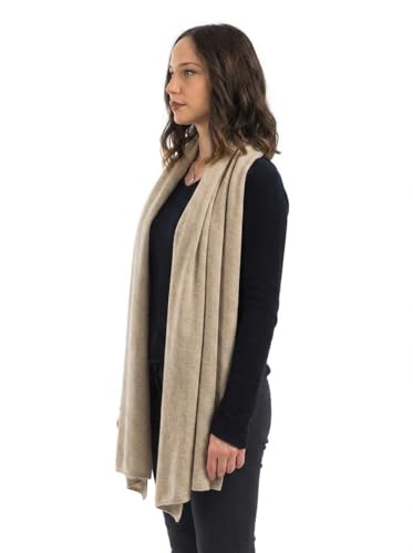 Dalle Piane Cashmere Womens Wool Cashmere Blend Stole Soft Italian Shawl Wrap for Wedding Evening Gift Made in Italy - color: Beige