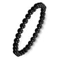 Agate Round Beaded Bracelet for Women Men Natural Agates Stone Healing Bracelets Stretch Elastic Handmade Polished Gemstone Beads Bracelet - color: Black, size: 6mm Beads