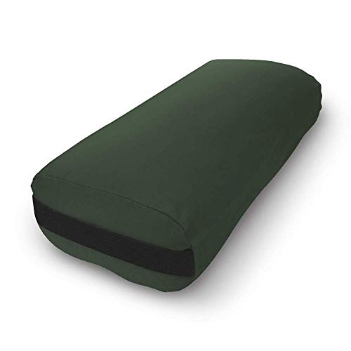 Bean Products Cotton Batting Yoga Bolster - Studio Grade Round or Rectangular Restorative Yoga Pillow for Pilates and Yin Practice - Soft Yet Firm Support with Cotton Cover - Made in The USA - color: Earth, size: Rectangular