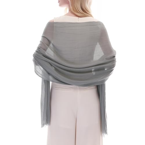 RIIQIICHY Scarf for Women Lightweight Solid Color Long Fashion Gauze Scarves Shawl Wrap - color: Light Grey