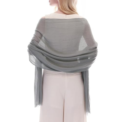 RIIQIICHY Scarf for Women Lightweight Solid Color Long Fashion Gauze Scarves Shawl Wrap - color: Light Grey