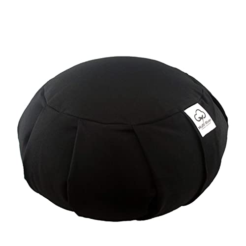 Yoga Meditation Cushion, Zabuton Meditation Pillow, Yoga Bolster/Pillow, Floor seat, Zippered Organic Cotton Cover, Natural Buckwheat - color: Black, size: 14*5.9inch