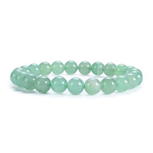 Cherry Tree Collection Gemstone Beaded Stretch Bracelet 8mm Round Beads 7" - color: Green Aventurine